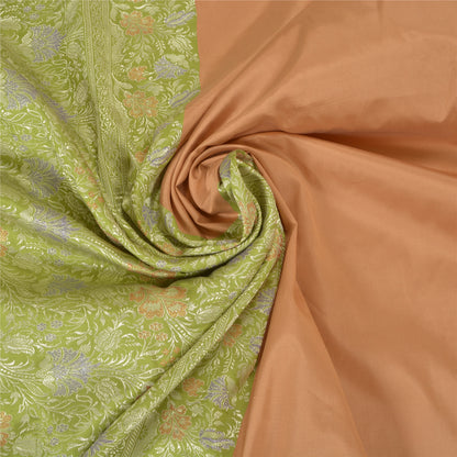 Sanskriti Vintage Green Indian Sarees Satin Woven Party Sari 5 Yard Fabric