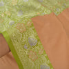 Sanskriti Vintage Green Indian Sarees Satin Woven Party Sari 5 Yard Fabric