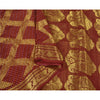 Sanskriti Vintage Dark Red Sarees Blend Georgette Brocade Bandhani Sari Fabric