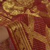 Sanskriti Vintage Dark Red Sarees Blend Georgette Brocade Bandhani Sari Fabric