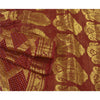 Sanskriti Vintage Dark Red Sarees Blend Georgette Brocade Bandhani Sari Fabric