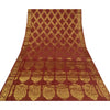 Sanskriti Vintage Dark Red Sarees Blend Georgette Brocade Bandhani Sari Fabric