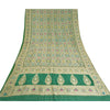 Sanskriti Vintage Green Indian Sarees Hand Woven 100% Pure Silk Sari 5yd Fabric