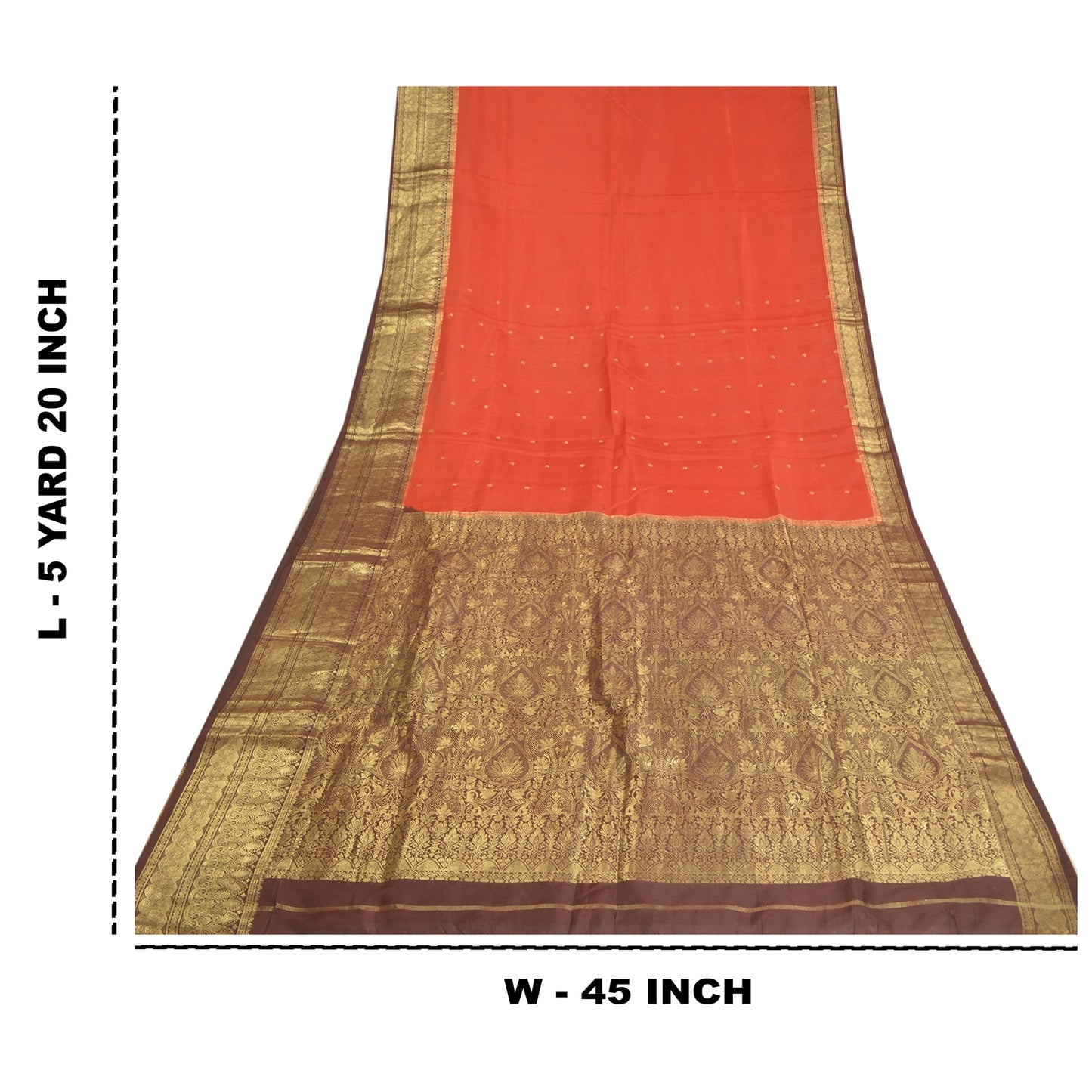 Sanskriti Vintage Rusty Orange Sarees Pure Silk Woven Banarasi Sari Fabric