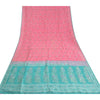 Sanskriti Vintage Pink Indian Sarees Pure Silk Zari Hand-Woven Sari 5 yd Fabric