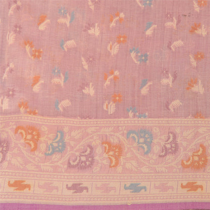 Sanskriti Vintage Indian Peach Sarees Cotton Silk Hand-Woven Jamdani Sari Fabric