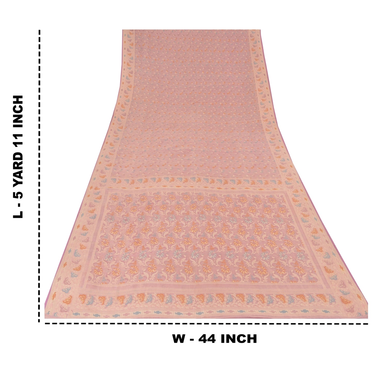 Sanskriti Vintage Indian Peach Sarees Cotton Silk Hand-Woven Jamdani Sari Fabric