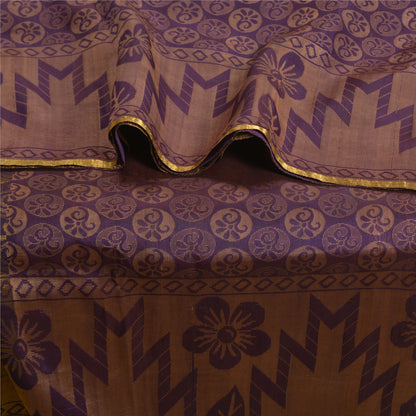 Sanskriti Vintage Purple Indian Sarees100% Pure Silk Woven Premium Sari Fabric