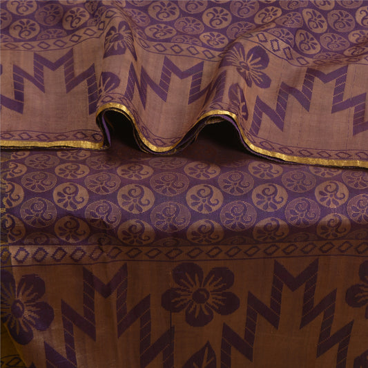 Sanskriti Vintage Purple Indian Sarees100% Pure Silk Woven Premium Sari Fabric