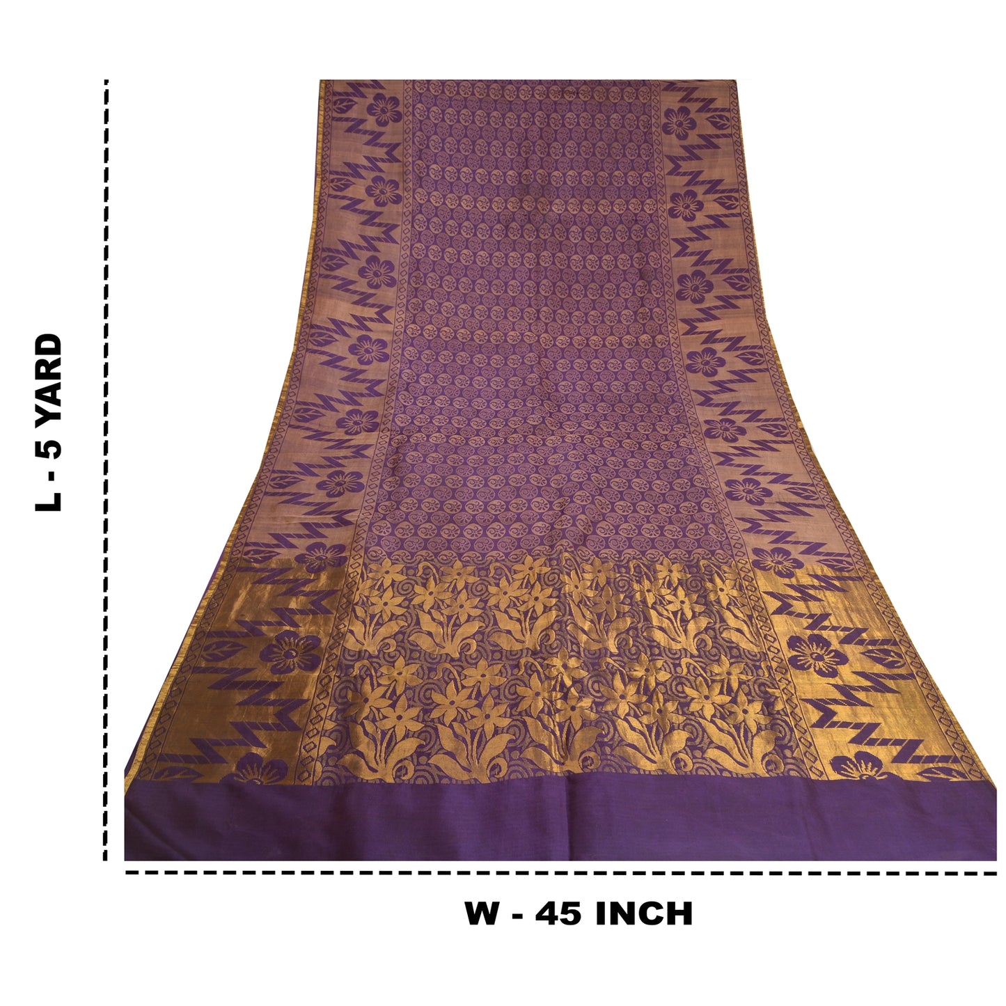 Sanskriti Vintage Purple Indian Sarees100% Pure Silk Woven Premium Sari Fabric