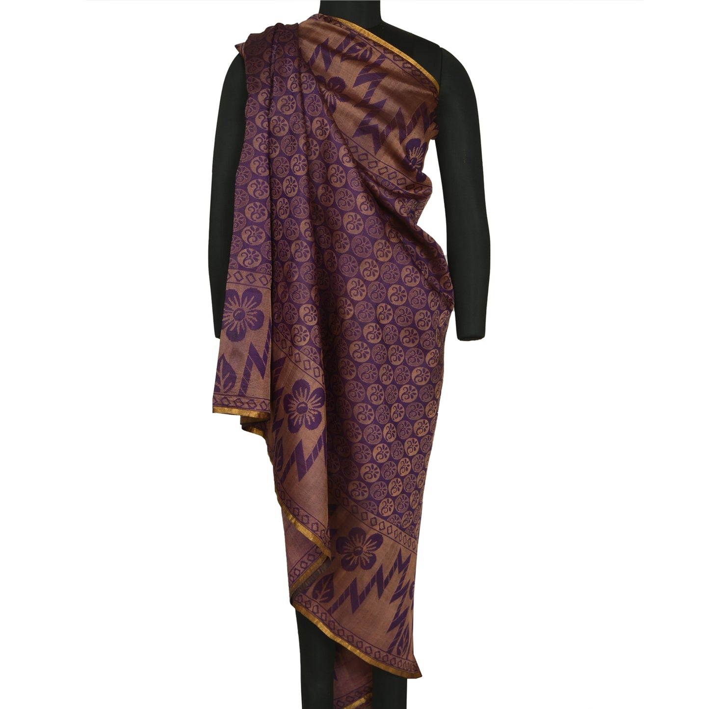 Sanskriti Vintage Purple Indian Sarees100% Pure Silk Woven Premium Sari Fabric