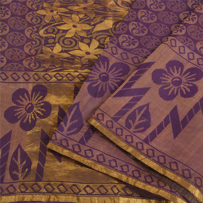 Sanskriti Vintage Purple Indian Sarees100% Pure Silk Woven Premium Sari Fabric