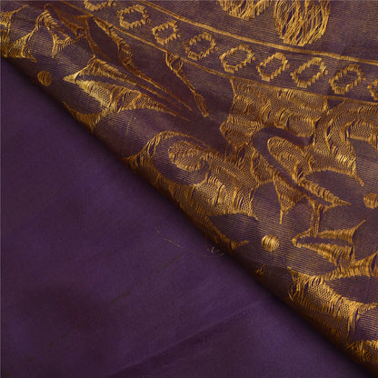 Sanskriti Vintage Purple Indian Sarees100% Pure Silk Woven Premium Sari Fabric
