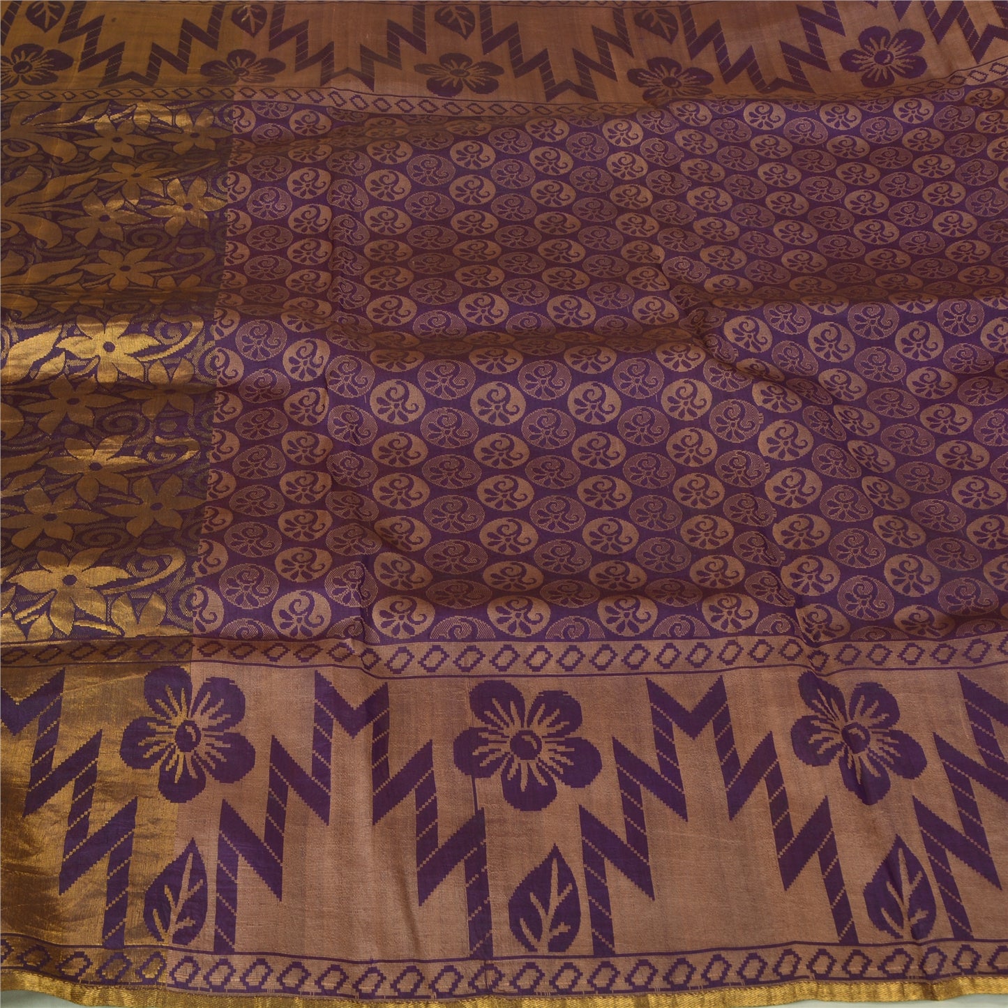 Sanskriti Vintage Purple Indian Sarees100% Pure Silk Woven Premium Sari Fabric