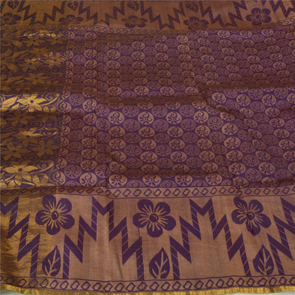 Sanskriti Vintage Purple Indian Sarees100% Pure Silk Woven Premium Sari Fabric