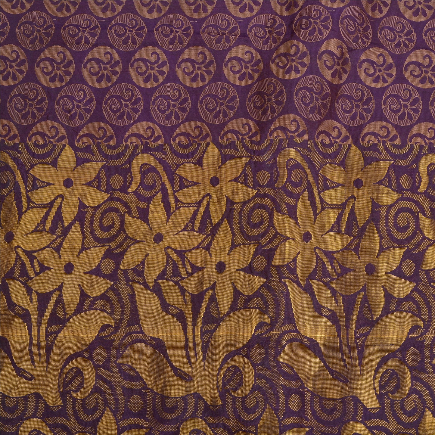 Sanskriti Vintage Purple Indian Sarees100% Pure Silk Woven Premium Sari Fabric