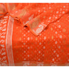 Sanskriti Vintage Orange Sarees Blend Silk Hand-Woven Jamdani Unique Sari Fabric