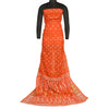 Sanskriti Vintage Orange Sarees Blend Silk Hand-Woven Jamdani Unique Sari Fabric