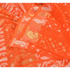 Sanskriti Vintage Orange Sarees Blend Silk Hand-Woven Jamdani Unique Sari Fabric