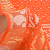 Sanskriti Vintage Orange Sarees Blend Silk Hand-Woven Jamdani Unique Sari Fabric