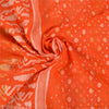 Sanskriti Vintage Orange Sarees Blend Silk Hand-Woven Jamdani Unique Sari Fabric