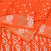 Sanskriti Vintage Orange Sarees Blend Silk Hand-Woven Jamdani Unique Sari Fabric