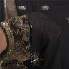 Sanskriti Vintage Bollywood Sarees Pure Georgette Black Hand Beaded Sari Fabric