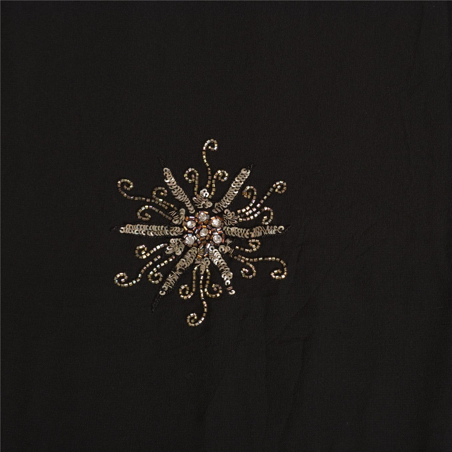 Sanskriti Vintage Bollywood Sarees Pure Georgette Black Hand Beaded Sari Fabric