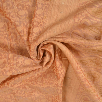 Sanskriti Vintage Peach Indian Sarees 100% Pure Silk Woven Premium Sari Fabric