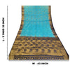 Sanskriti Vintage Blue Indian Sarees Art Silk Woven Brocade/Banarasi Sari Fabric