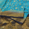 Sanskriti Vintage Blue Indian Sarees Art Silk Woven Brocade/Banarasi Sari Fabric