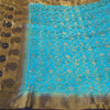 Sanskriti Vintage Blue Indian Sarees Art Silk Woven Brocade/Banarasi Sari Fabric