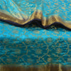 Sanskriti Vintage Blue Indian Sarees Art Silk Woven Brocade/Banarasi Sari Fabric