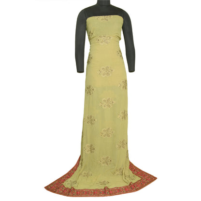 Sanskriti Vintage Green Bollywood Sarees Pure Georgette Hand Beaded Sari Fabric