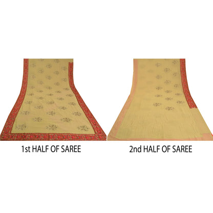 Sanskriti Vintage Green Bollywood Sarees Pure Georgette Hand Beaded Sari Fabric