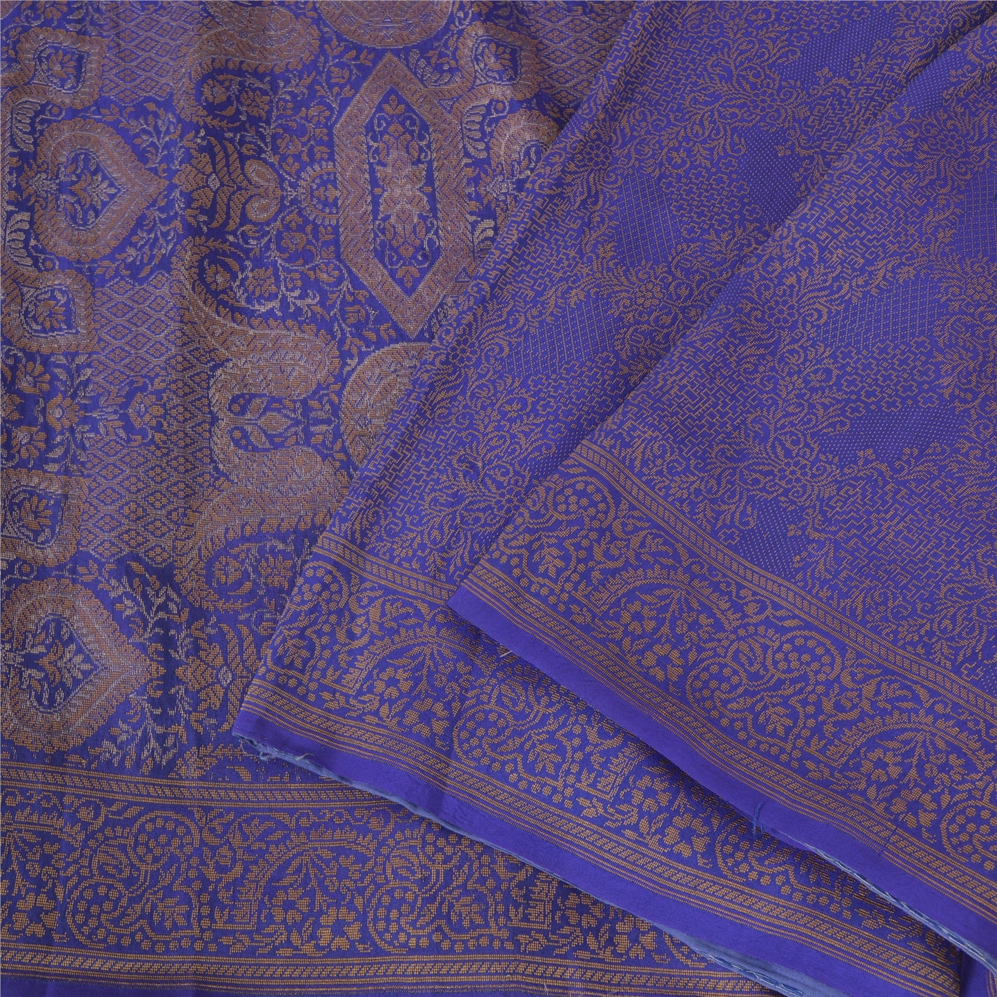 Sanskriti Vintage Blue Indian Sarees Pure Silk Woven Premium Woven Sari Fabric