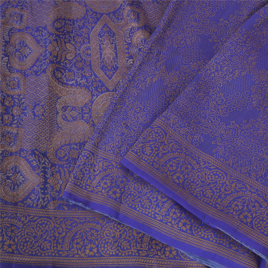 Sanskriti Vintage Blue Indian Sarees Pure Silk Woven Premium Woven Sari Fabric