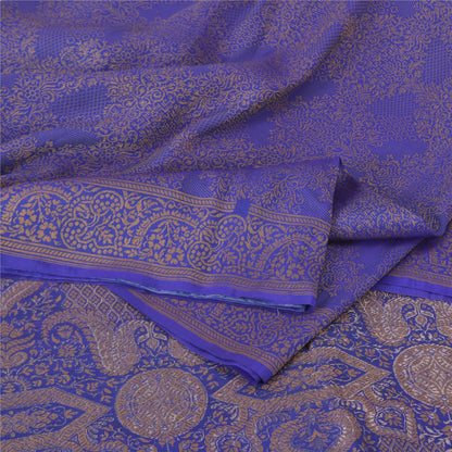 Sanskriti Vintage Blue Indian Sarees Pure Silk Woven Premium Woven Sari Fabric