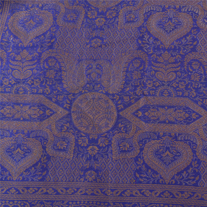 Sanskriti Vintage Blue Indian Sarees Pure Silk Woven Premium Woven Sari Fabric