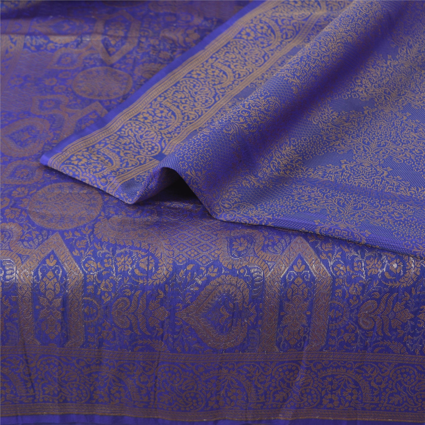 Sanskriti Vintage Blue Indian Sarees Pure Silk Woven Premium Woven Sari Fabric