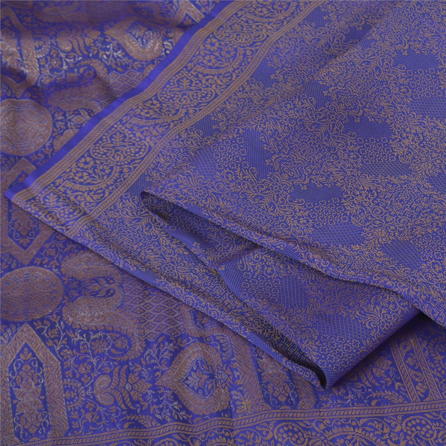 Sanskriti Vintage Blue Indian Sarees Pure Silk Woven Premium Woven Sari Fabric