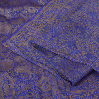 Sanskriti Vintage Blue Indian Sarees Pure Silk Woven Premium Woven Sari Fabric