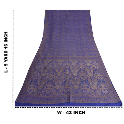 Sanskriti Vintage Blue Indian Sarees Pure Silk Woven Premium Woven Sari Fabric