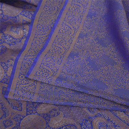 Sanskriti Vintage Blue Indian Sarees Pure Silk Woven Premium Woven Sari Fabric