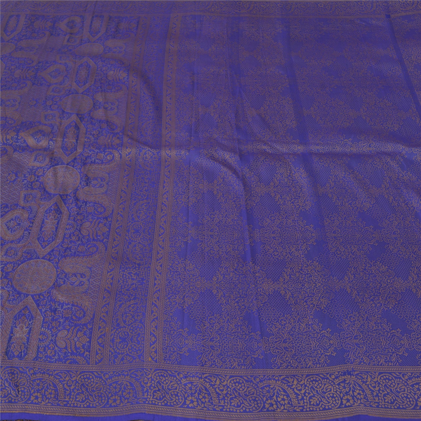 Sanskriti Vintage Blue Indian Sarees Pure Silk Woven Premium Woven Sari Fabric