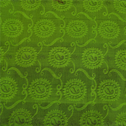 Sanskriti Vintage Green Indian Sarees 100% Pure Silk Woven Special Sari Fabric