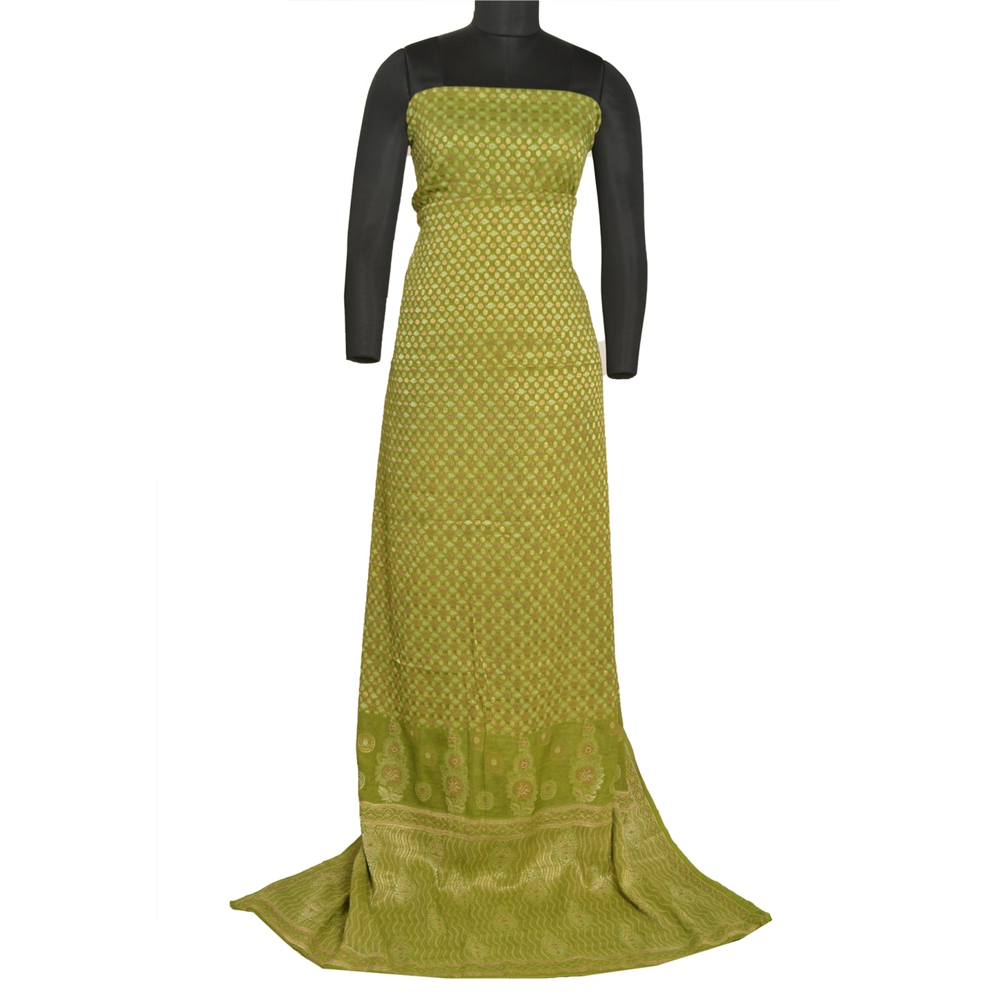 Sanskriti Vintage Green Indian Sarees Pure Silk Woven Premium Sari 5YD Fabric