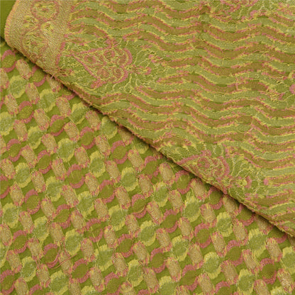 Sanskriti Vintage Green Indian Sarees Pure Silk Woven Premium Sari 5YD Fabric
