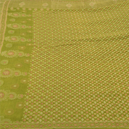 Sanskriti Vintage Green Indian Sarees Pure Silk Woven Premium Sari 5YD Fabric