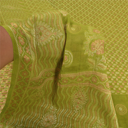 Sanskriti Vintage Green Indian Sarees Pure Silk Woven Premium Sari 5YD Fabric
